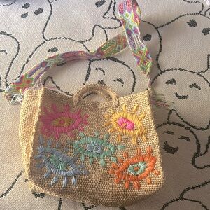 Jute evil eye handbag
